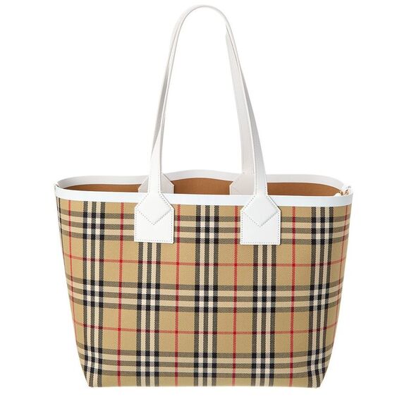 Burberry London Medium Check Canvas & Leather Tote - Picture 2 of 4